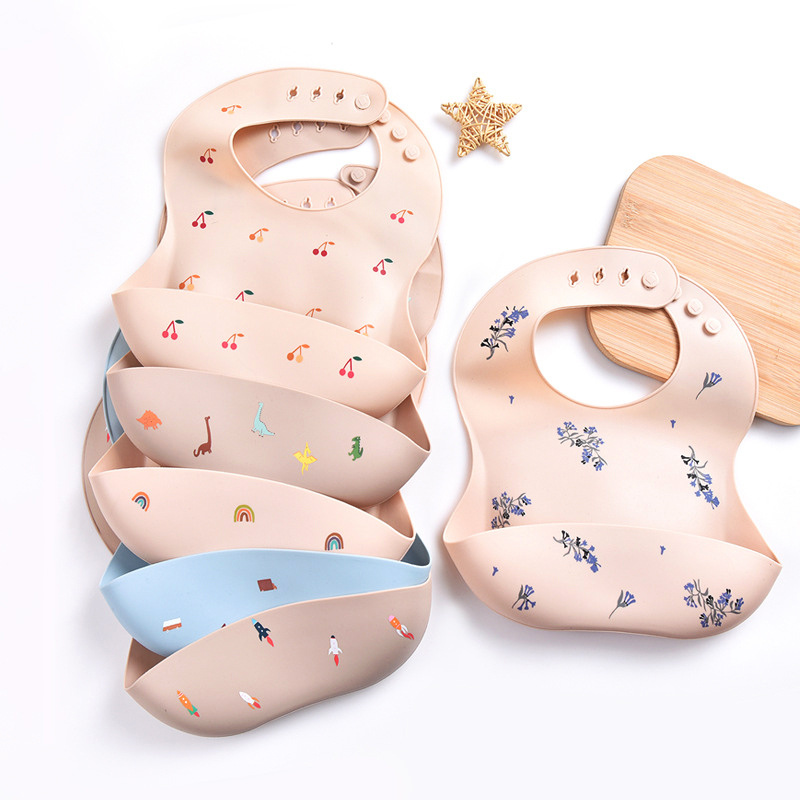 Silicone Baby Bibs - 男の子と女の子のための調節可能なシリコンよだれかけ,ポータブルエプロン,給餌,塗装,汚れ,分離ポケット,ベビー用品,4スピード