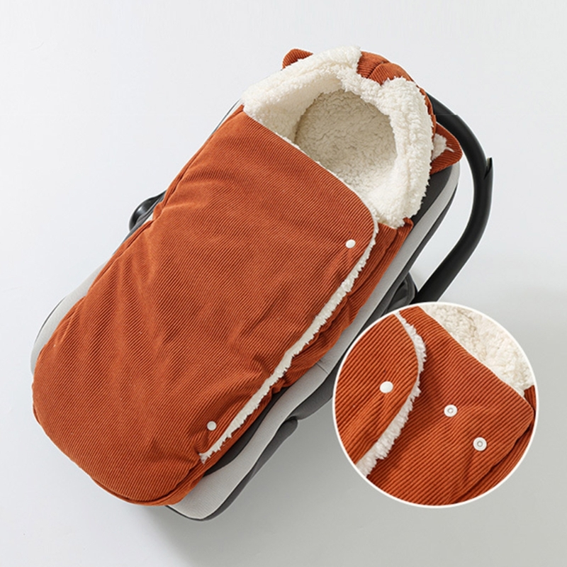 Baby Sleep Sack - 秋冬用厚手暖かいベビーフード付き寝袋ラムウール新生児用おくるみラップ外出用ベビーベッドカーシートブランケット