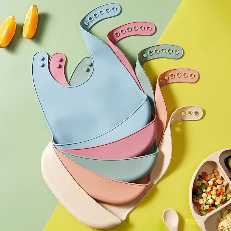 Silicone Baby Bibs - 1-4 個ベビーよだれかけ調節可能な防水よだれかけ赤ちゃんソフト食用シリコーン新生児唾液滴るタオルよだれかけ子供スカーフ