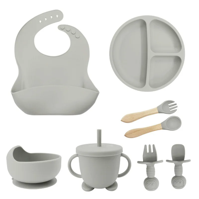 Silicone Baby Bibs - シリコーン食器子供用ベビー給餌セット漫画プレートパーソナライズされた名前吸盤カッププレートボウルよだれかけ新生児ギフト
