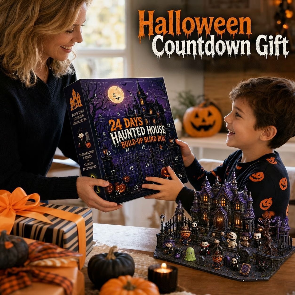 Baby Products Unique - ハロウィンアドベントカレンダー 24日間ホラーフィギュアセット 24種類のユニークなコレクタブルトイ カウントダウンサプライズギフト ハロウィンパーティーデコレーション ﻿