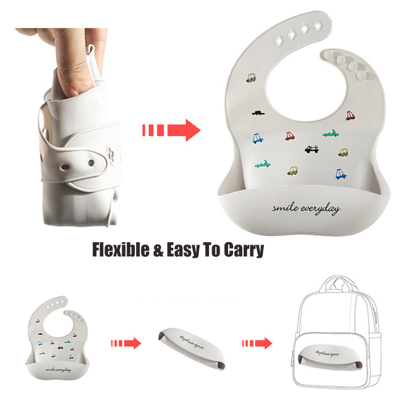 男の子と女の子のための調節可能なシリコンよだれかけ,ポータブ - Silicone Baby Bibs のレビューと価格
