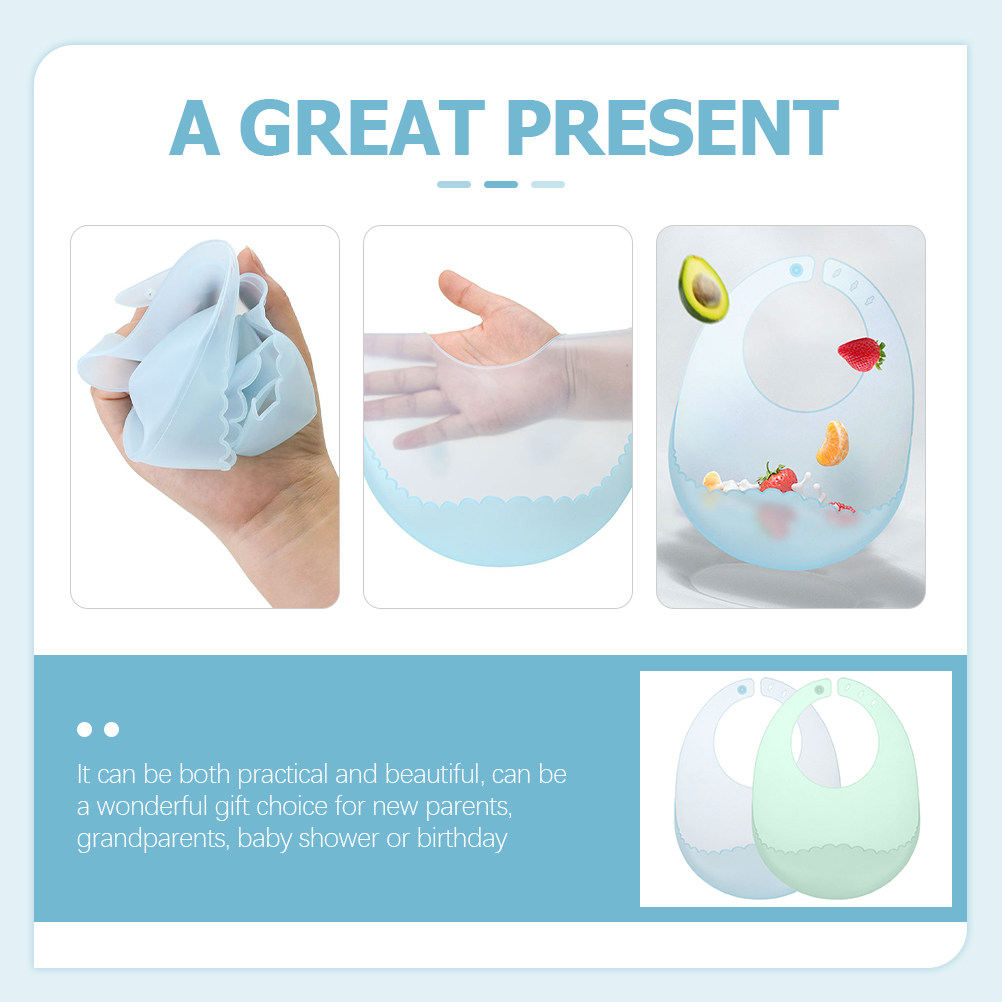 2個セットのシリコン製ベビービブ、乳幼児の食事用よだれキャッ - Silicone Baby Bibs のレビューと価格