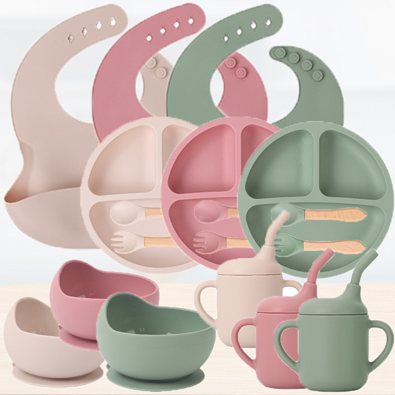 子供用シリコン食器セット、赤ちゃんの生鮮食品トレーニング、サ - Silicone Baby Bibs のレビューと価格