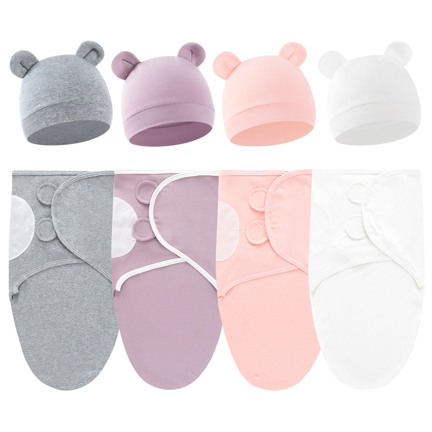 かわいいクマの綿新生児おくるみラップ + 帽子セット驚愕防止 - Baby Sleep Sack のレビューと価格