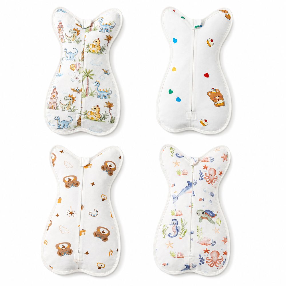 コットン製ベビーおくるみブランケット、ジッパー付き、プリント - Baby Sleep Sack のレビューと価格