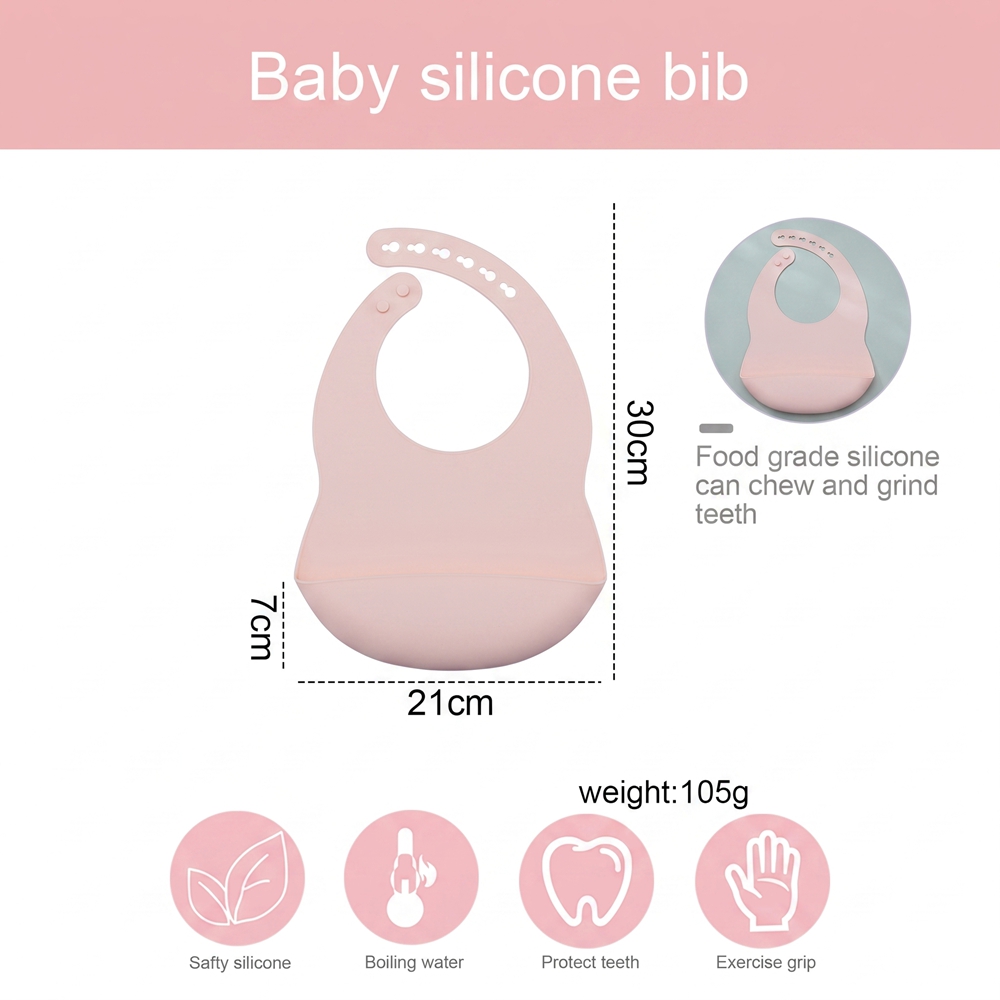 1pc 調節可能なベビーシリコンよだれかけ マルチカラー 食 - Silicone Baby Bibs のレビューと価格